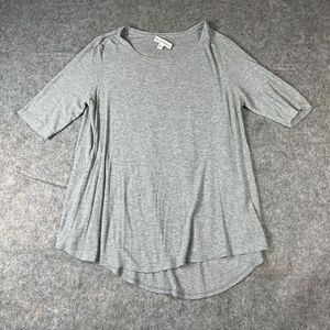 White + Warren Top Womens Large Rib Knit Rounded Neck Lounge Slouchy Tee